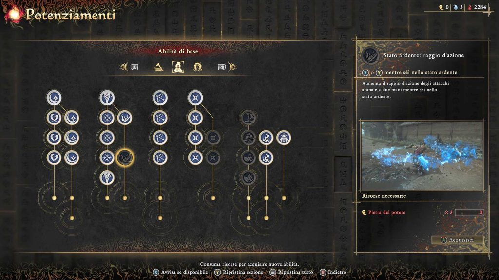 Onimusha: Way of the Sword, uno degli alberi delle abilità