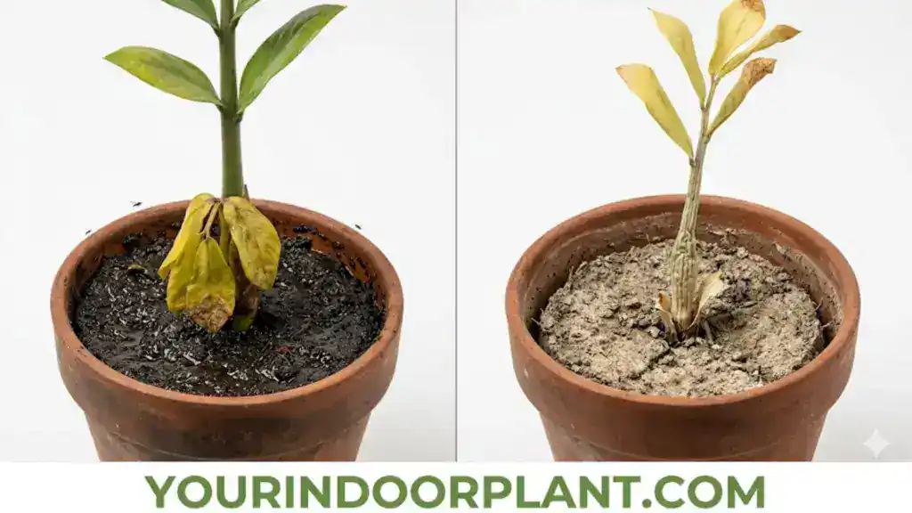 Overwatered vs underwatered ZZ plant