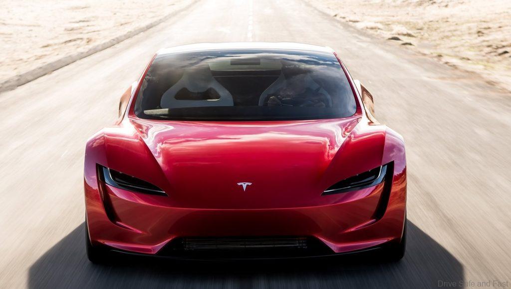 Tesla Roadster front in motion