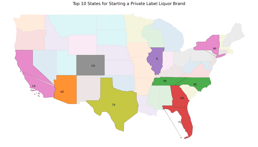 Top 10 States for Private Label Liquor
