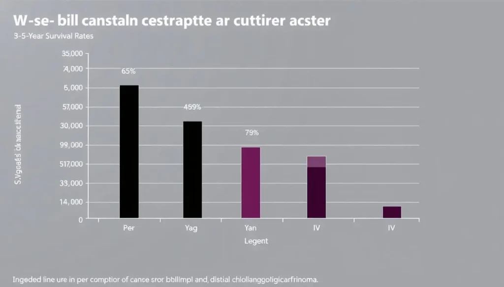 Graph showing survival rates for different types and stages of bile duct cancer