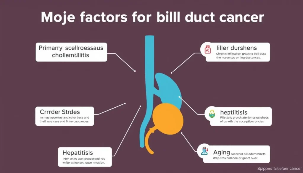 Visual representation of major risk factors for bile duct cancer