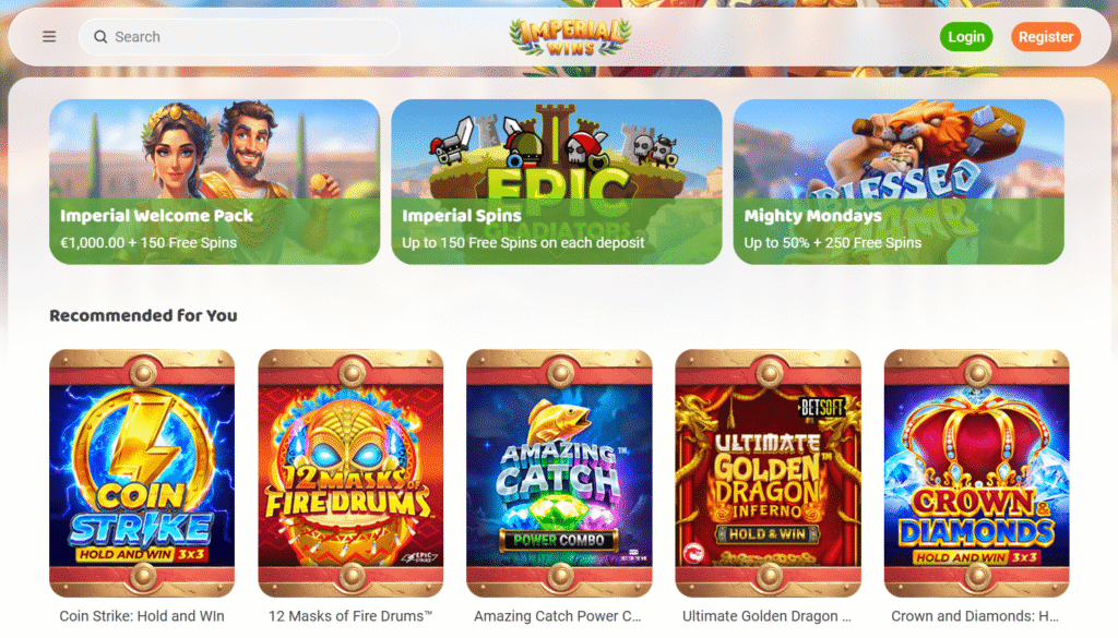 imperial wins home page - imperial wins review