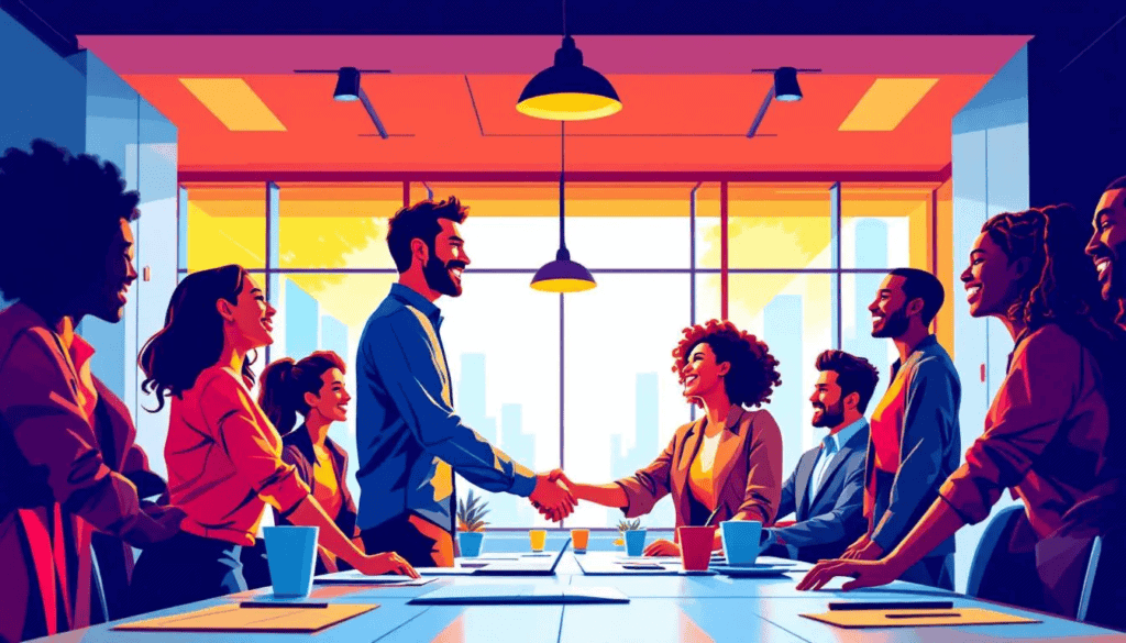 An employee returning to work after a long absence, showcasing a supportive working environment.