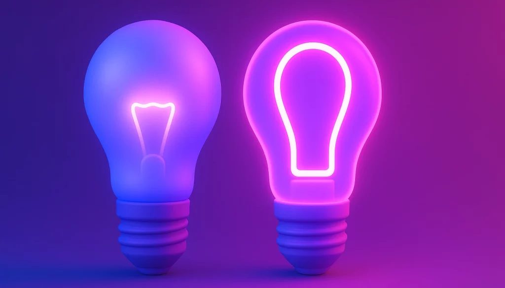 Zwei Glühbirnen – Idee & Innovation