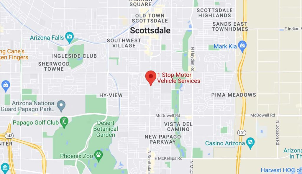Scottsldales 1 Stop Motor Vehicle Services area