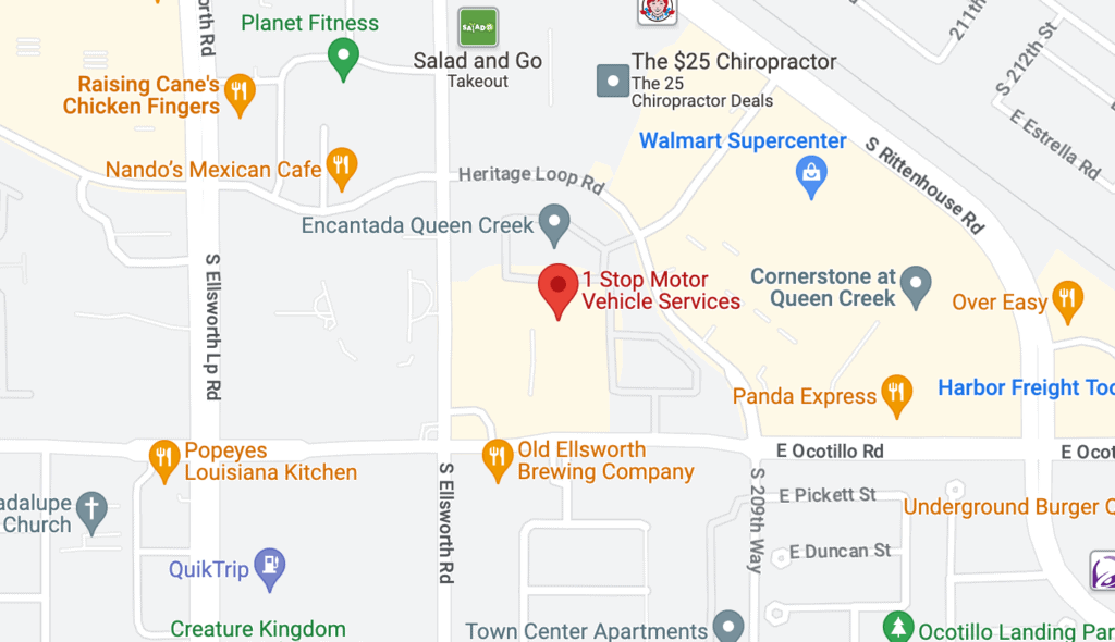1 Stop Motor Vehicle Services MVD in Queen Creek aerial map.png