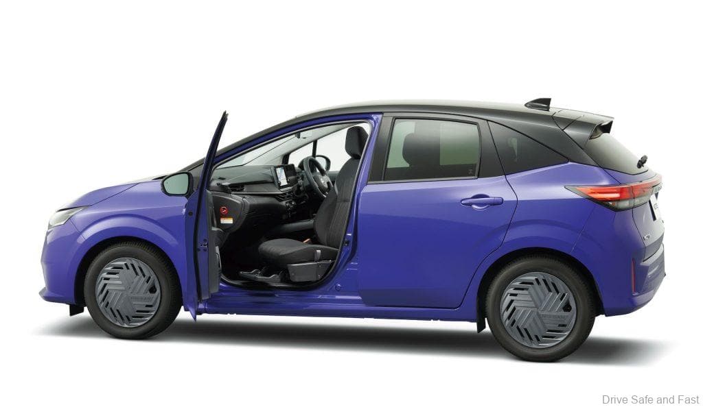 2024 Nissan Note in Violet with rotating seat shown