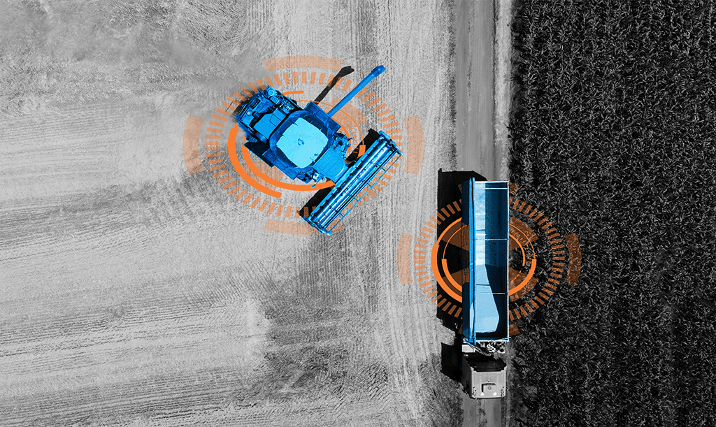 Soybean farmer uses an asset tracking device to monitor the location of crops in transportation.