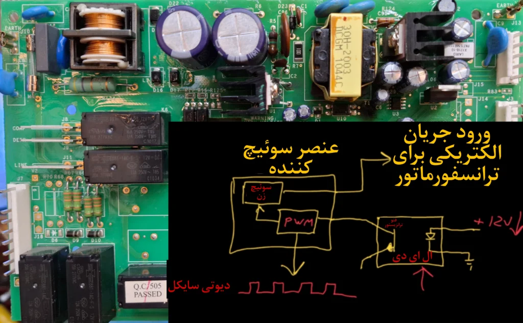نحوه کار مدار فیدبک تغذیه برای تعمیر برد ساید یخچال جنرال الکتریک
