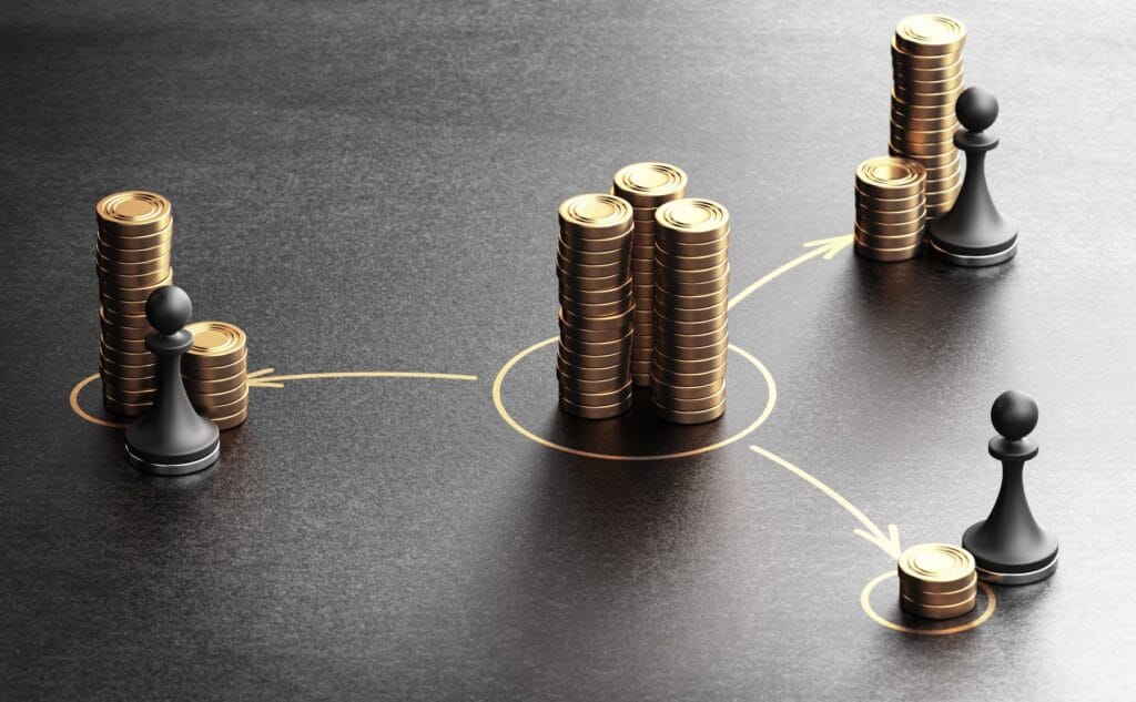 Unequal income distribution visual—illustrating ARCSA CAPITAL’s asset allocation strategies for protecting capital and optimizing risk-adjusted returns in Miami.