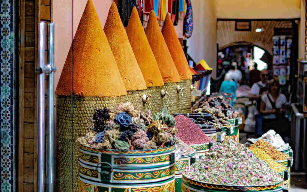 colorful spices in moroccan souk agadir morocco
