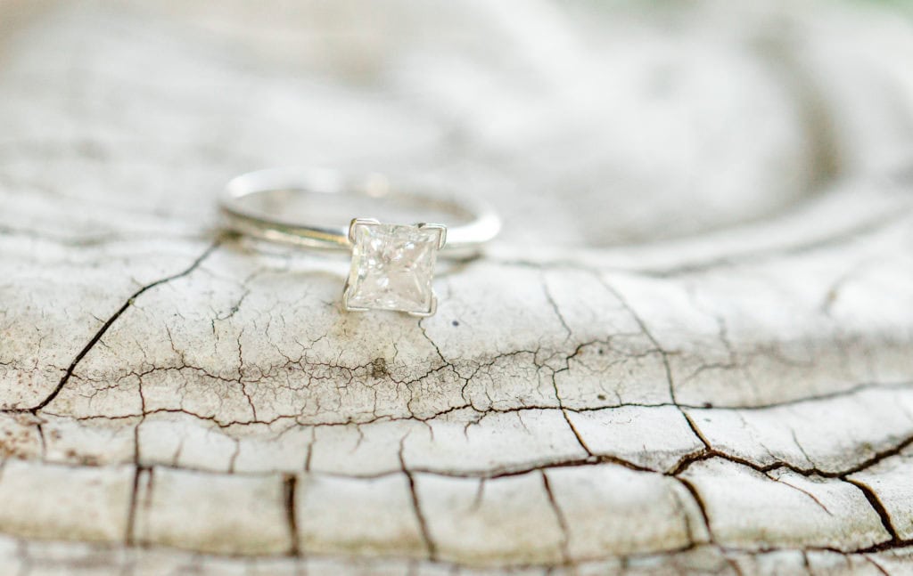 Ring Shot - Mushroom on a Tree - Poses during Engagement Session Sunset - Natural Posing for Photo Session - Couples Photo Session Fun - Fun on the Farm - Farm Engagement Session - Blue and Brown Engagement Session Inspiration - Natural Engagement Session Posing - Ideas for what to wear for Engagement Photography, Modern Engagement Session Inspiration Wardrobe Ideas. Unsure of what to wear for your engagement photos, we've got you! Romantic brown with black leggings for Summer Engagement in Almonte. Grey Loft Studio is Ottawa's Wedding and Engagement Photographer for Real couples, showcasing photos that are modern, bright, and fun.