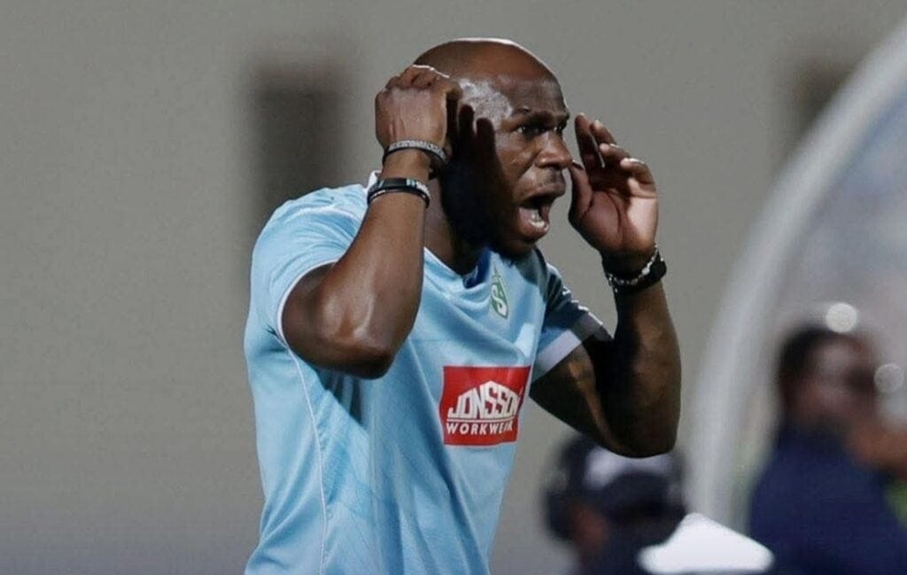 Onismor Bhasera on the touchline during at Siwelele FC match