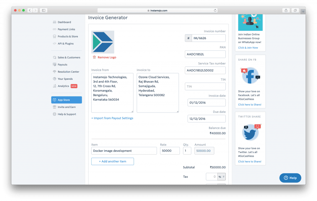 online invoice generator