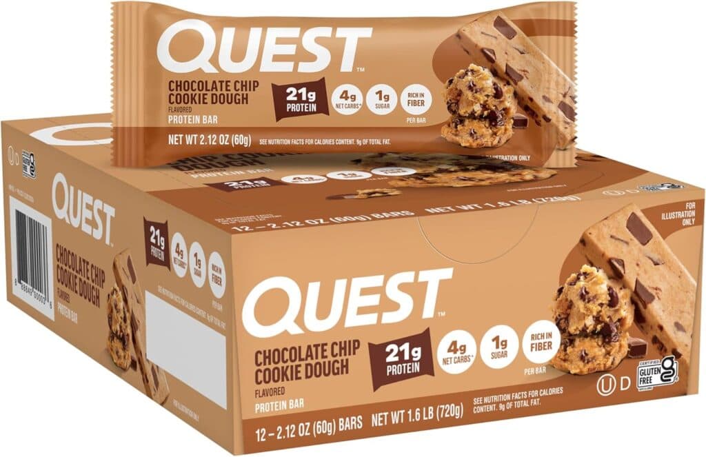 Chocolate Chip Cookie Dough Protein Bars, High Protein, Low Carb, Gluten Free- Best For Keto