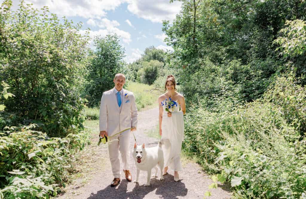 Sophie and Josh's first look and portraits at their Aquatopia wedding in Carp