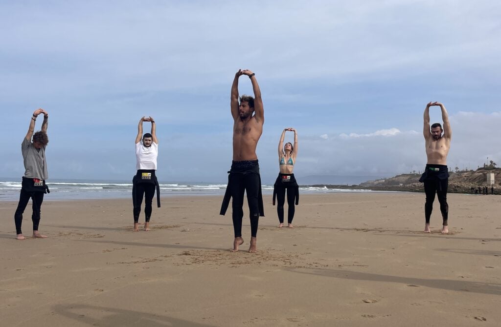 Warm up beach surf morocco