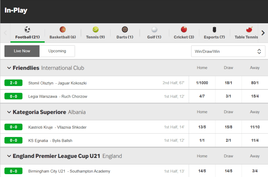 Betway Live Betting