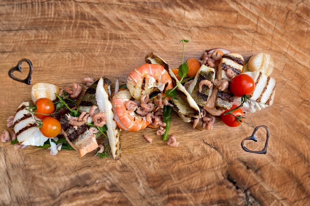 Gerecht van Valentijnsdiner. Mixed grill shared diner