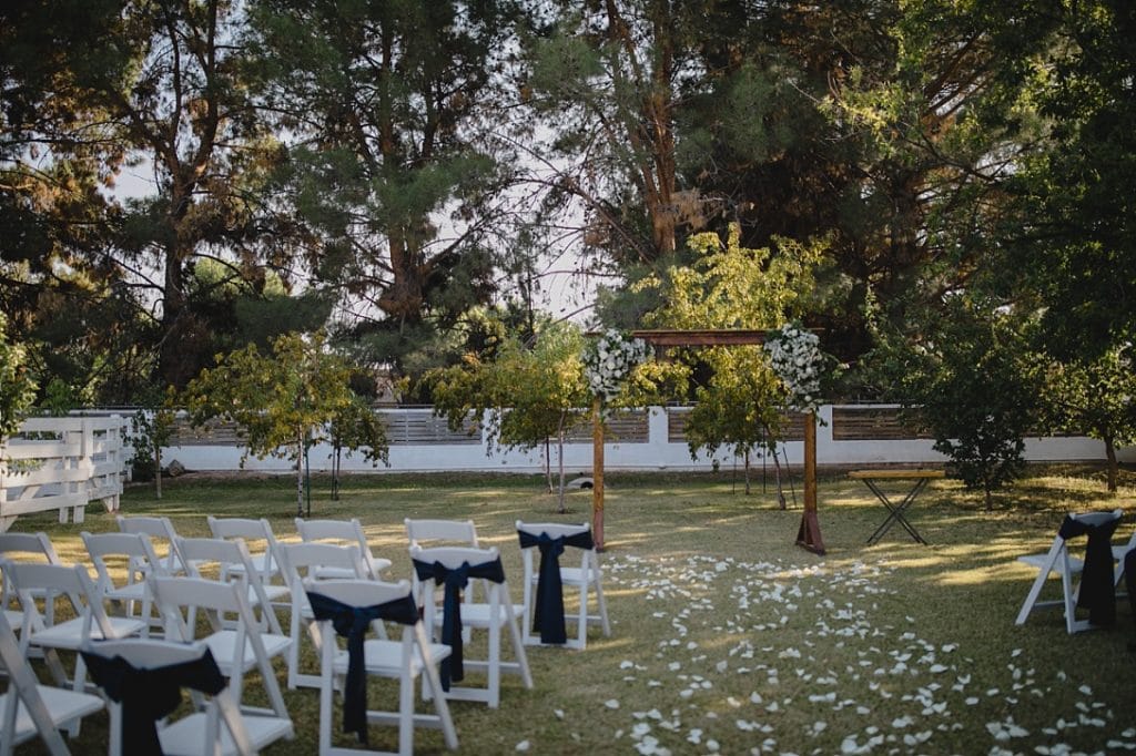 Backyard ceremony in Arizona with trees