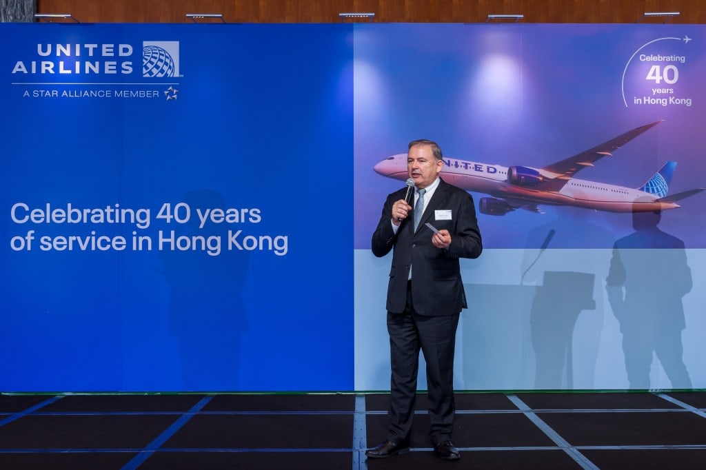 United Airlines celebrating 40 years of service in Hong Kong