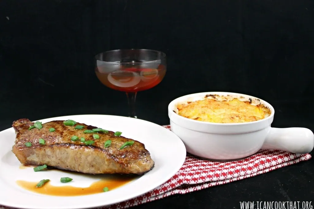 Steak in the Pan with Butter, Potatoes au Gratin & a Perfect Manhattan #PartyLikeAMadMan