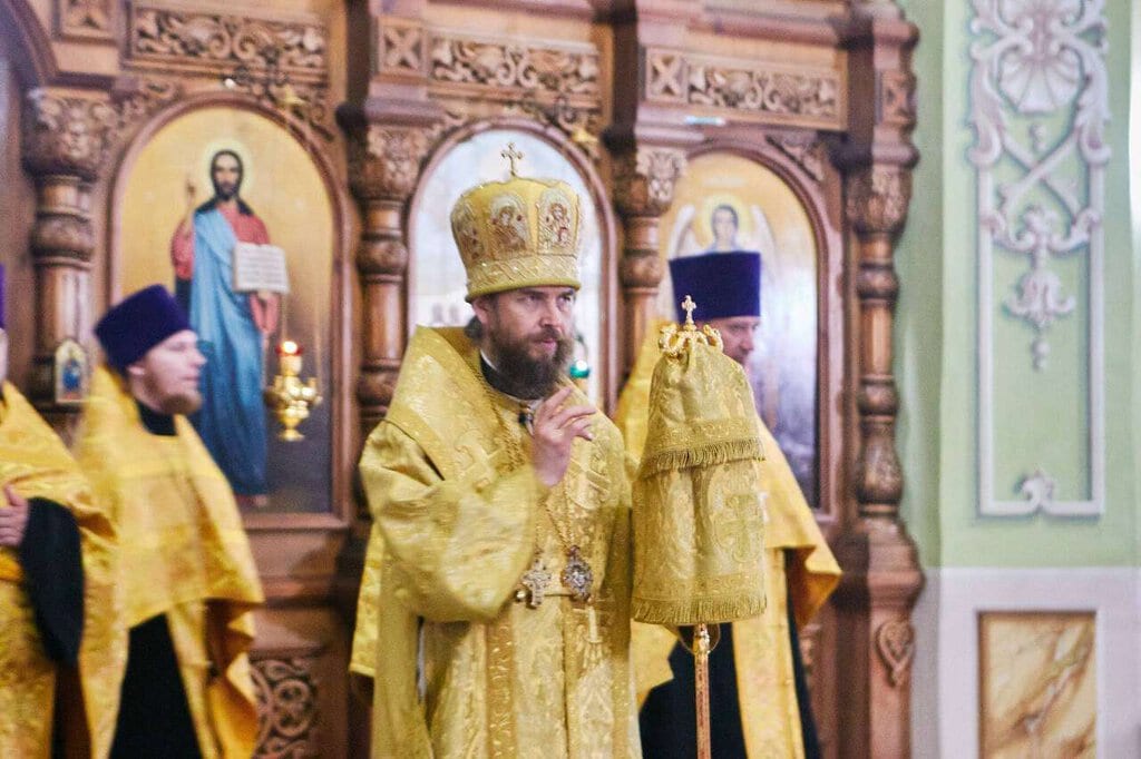 Всенощное бдение в канун Недели 14-й по Пятидесятнице в Вознесенском кафедральном соборе города Касимова