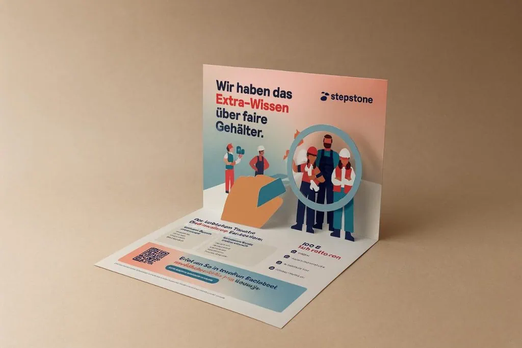 2D PopUp map as information flyer from Stepsttone Germany
