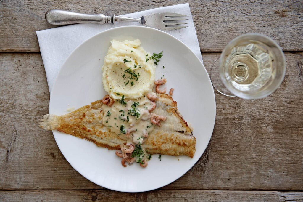 Gebakken sliptong met witte wijn