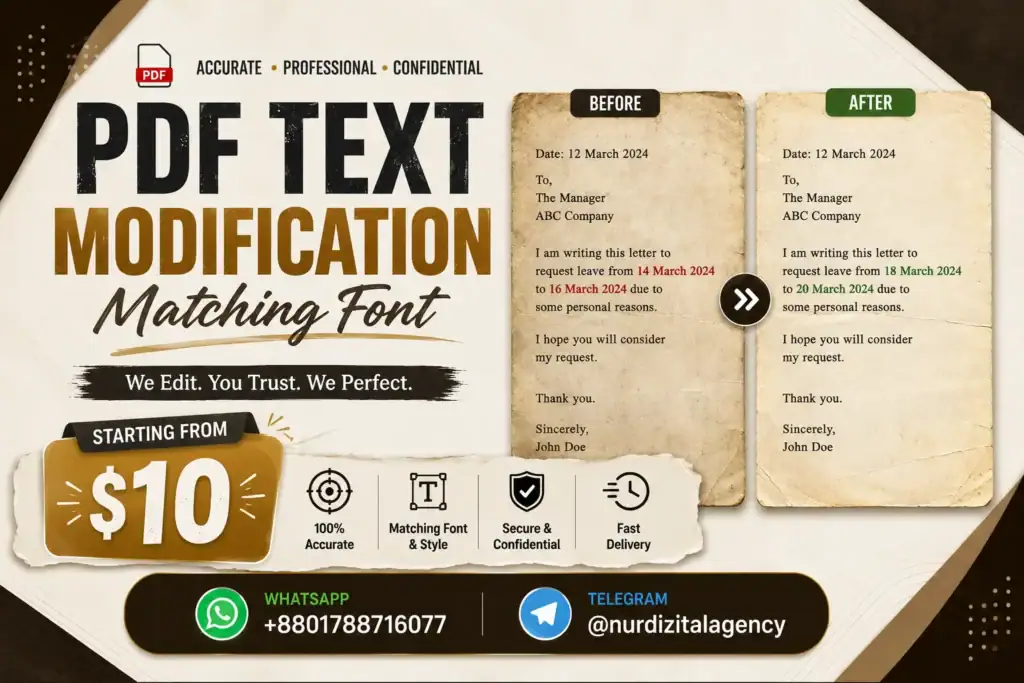 PDF text modification with exact font matching and layout preservation for scanned and editable PDF documents.