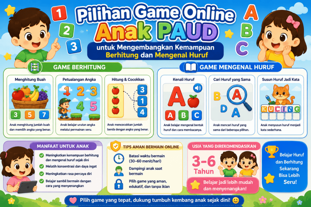 Pilihan Game Online Anak PAUD untuk Mengembangkan Kemampuan Berhitung dan Mengenal Huruf