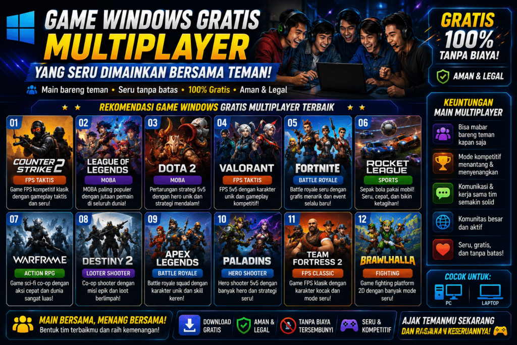 Game Windows Gratis Multiplayer yang Seru Dimainkan Bersama Teman