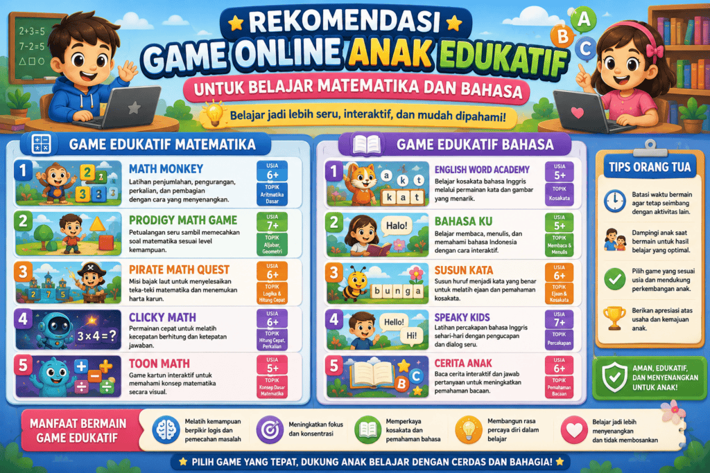 Rekomendasi Game Online Anak Edukatif untuk Belajar Matematika dan Bahasa