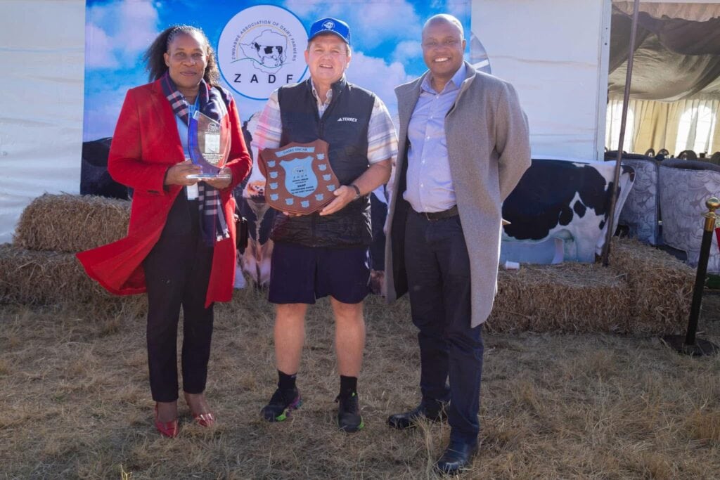 Photo 2 left to right: Mercy Ndoro, Group CEO of Dairibord, Stoff Hawgood and Godfrey Machanzi, the COO of Dairibord