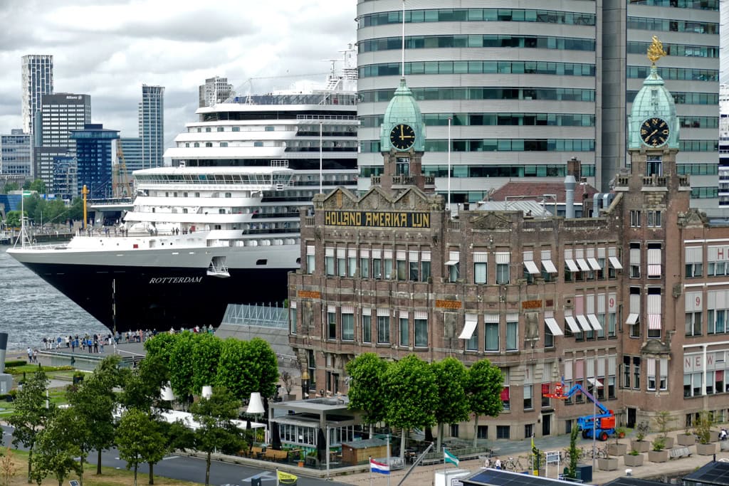 Port of Rotterdam with the MS Rotterdam departing.