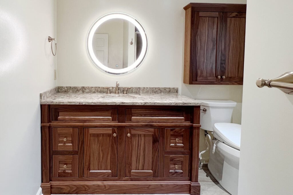 NATURAL WOOD BATHROOM VANITY WITH LED MIRROR