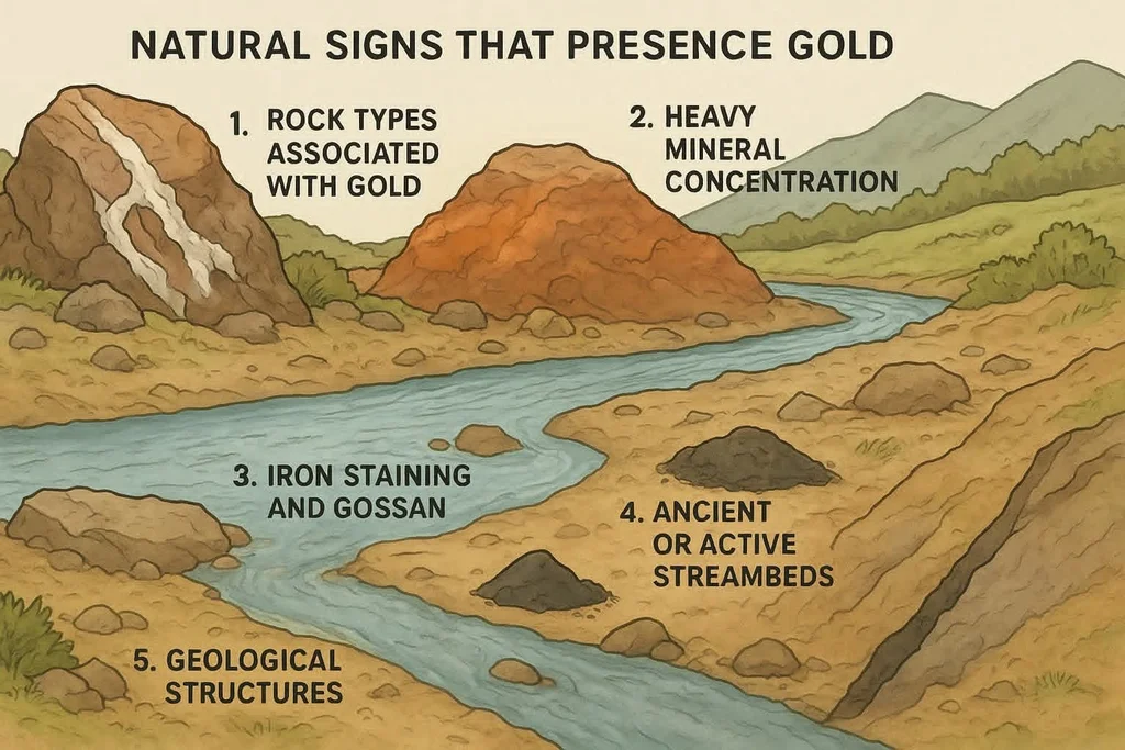 natural signs of gold in rocks and soil