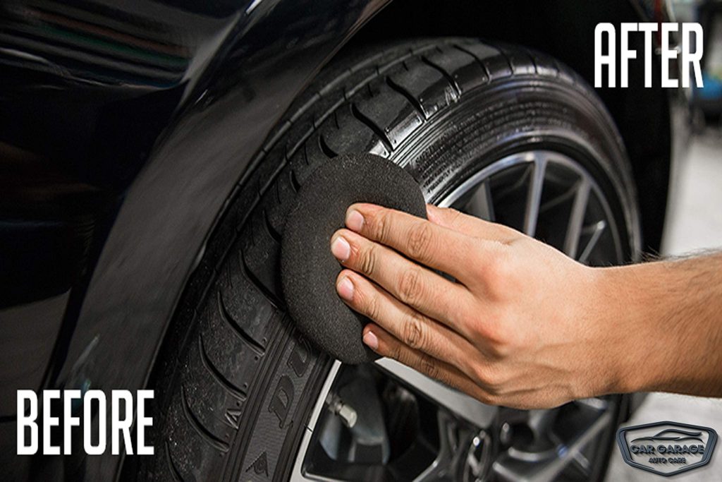 Stage 4 waterless car wash – tyre polishing and rim shine