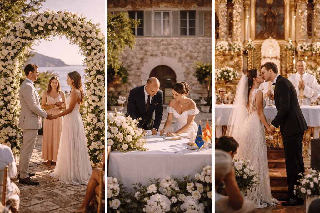 Wedding ceremony Mallorca signing documents