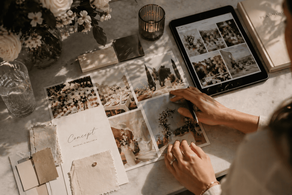 wedding planning mallorca moodboard hands design process