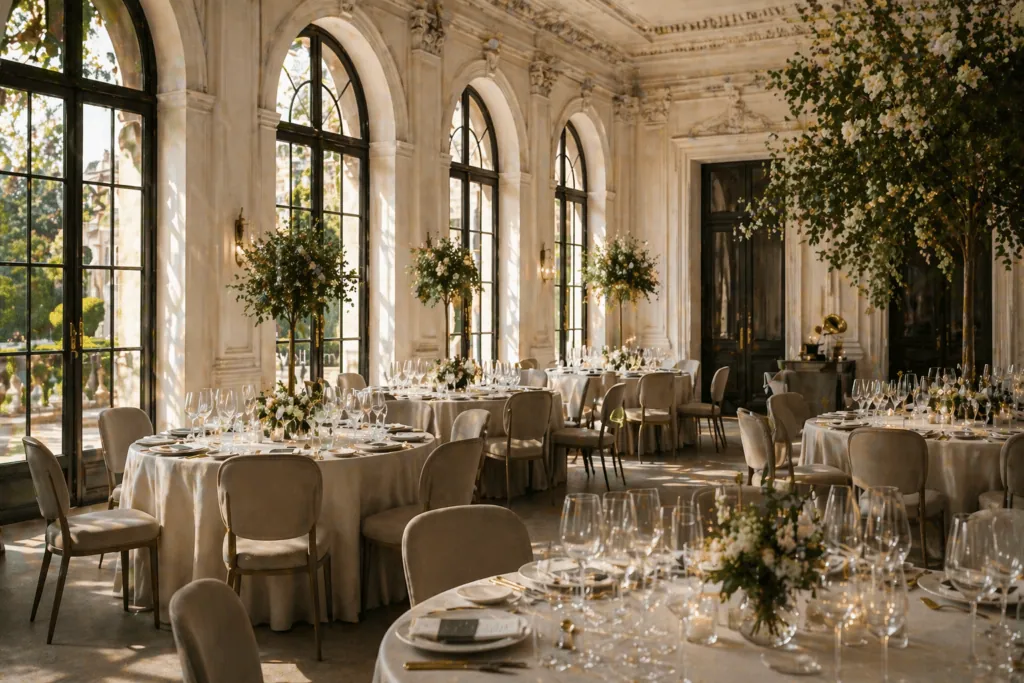 luxury wedding venue indoor mallorca elegant ballroom setup