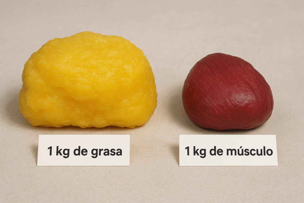 Diferencia de volumen de grasa y músculo