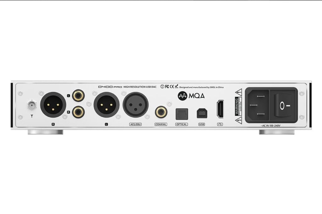 A clear look at the S.M.S.L. D400EX DAC's rear panel.