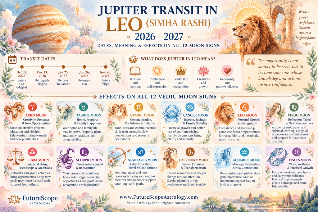 Jupiter Transit in Leo 2026–2027: Dates, Meaning & Effects on All 12 Moon Signs