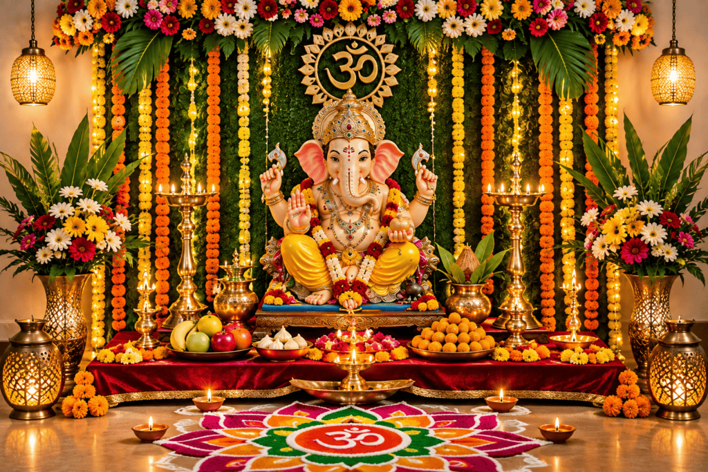 Home Ganpati Decoration Photo
