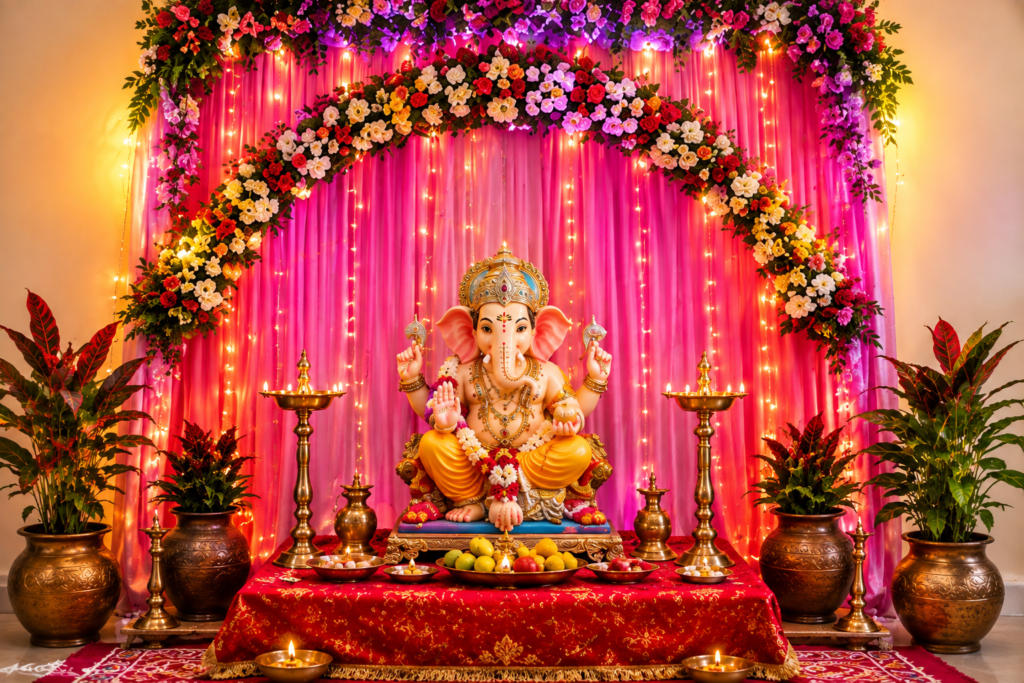 Home Ganpati Decoration Photo