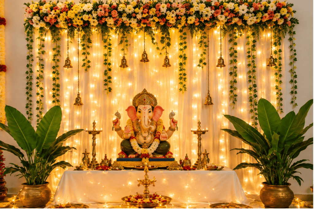 Home Ganpati Decoration Photo