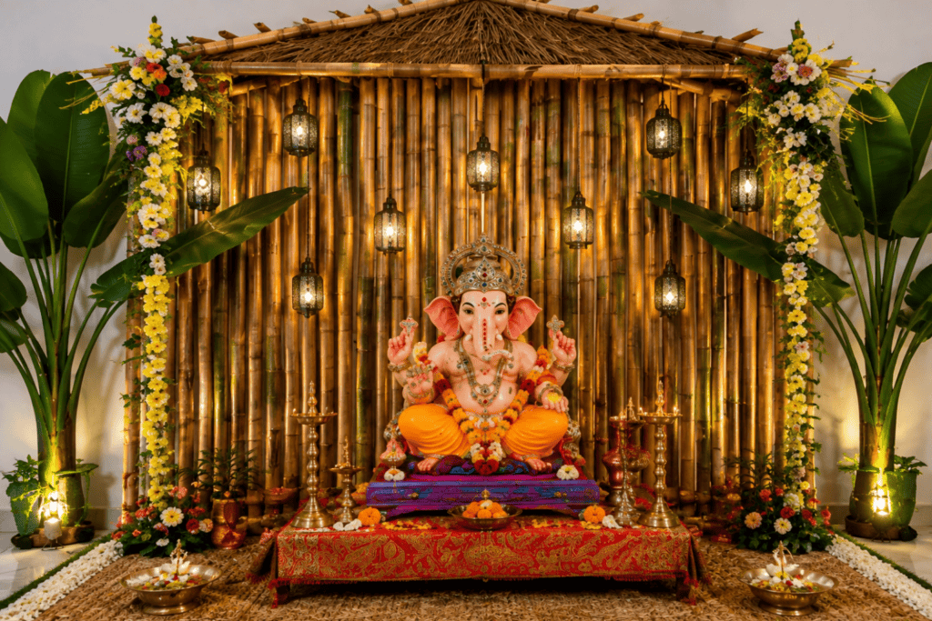 Home Ganpati Decoration Photo