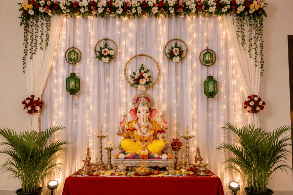 Home Ganpati Decoration Photo